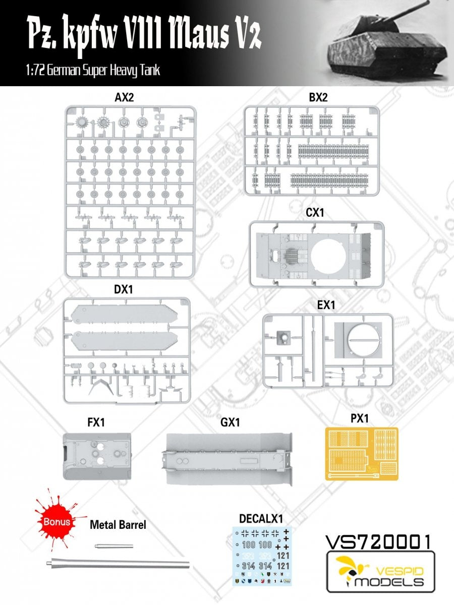 Vespid Models VS720001 Pz.Kpfw. VIII Maus V2 German Super Heavy Tank 1/72 – imagen 7