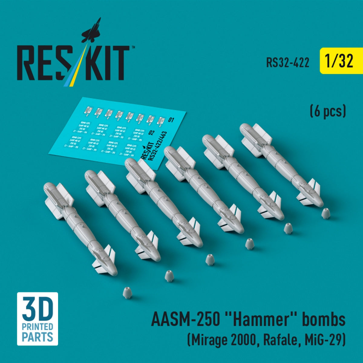 RESKIT RS32-0422 AASM-250 "Hammer" (6 pcs) (3D Printed) 1/32