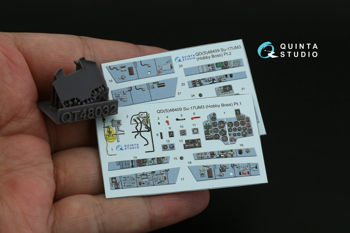 Quinta Studio QDS+48409 Su-17UM3 3D-Printed &amp; coloured Interior on decal paper (Hobby Boss) (Small version) (with 3D-printed resin parts) 1/48