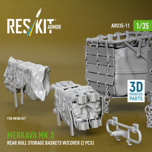 RESKIT AVU35-0011 Merkava Mk.3 rear hull storage baskets w/cover (2 pcs) for Meng kit (3D Printed) 1/35