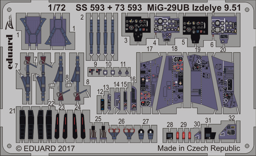 Eduard SS593 MiG-29UB Izdelye 9.51 TROMPETTE 1/72