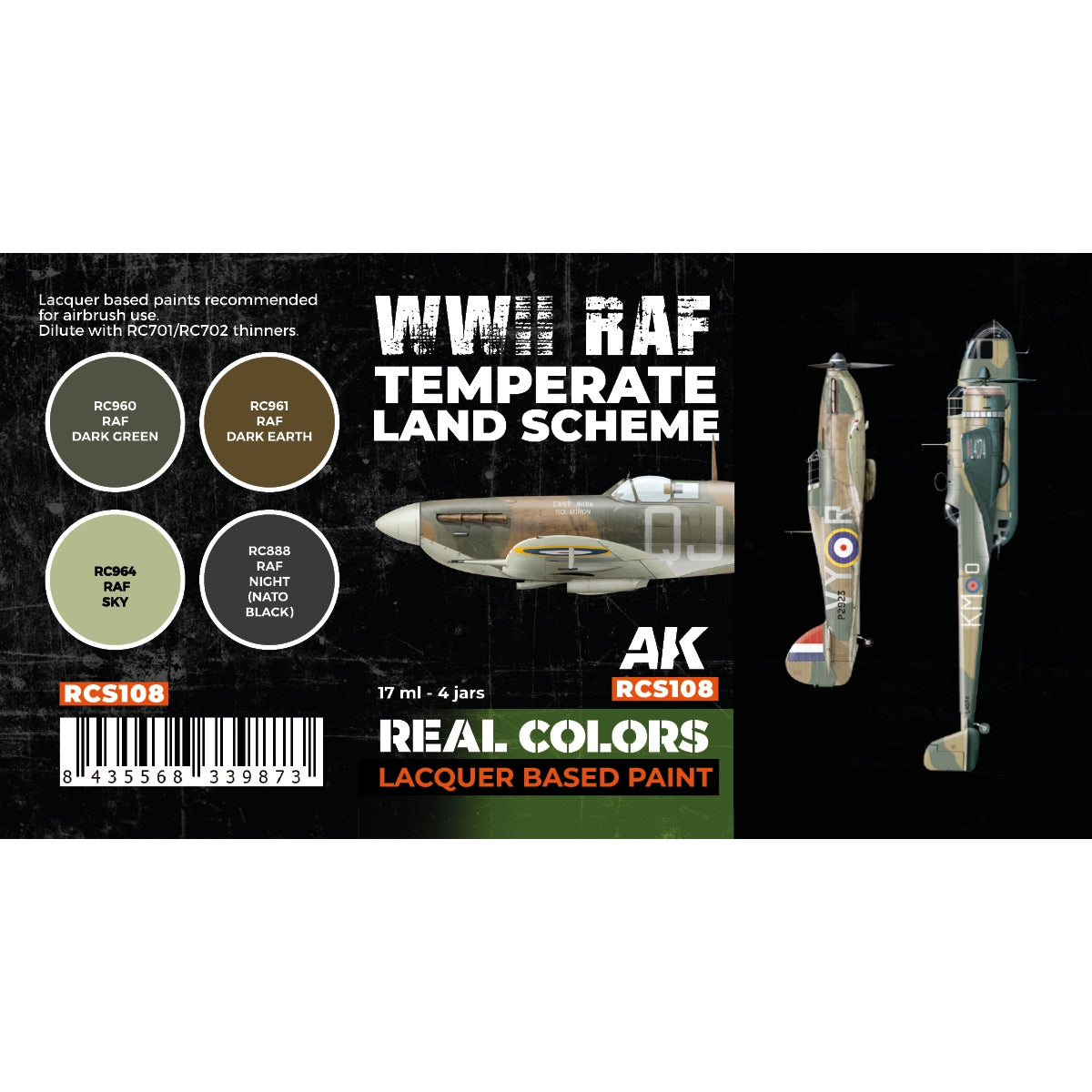AK Interactive RCS108 WWII RAF Temperate Land Scheme 4x17ml – imagen 2