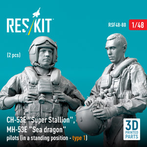 RESKIT RSF48-0080 CH-53E &amp;quot;Super Stallion&amp;quot;, MH-53E &amp;quot;Sea dragon&amp;quot; pilots (in a standing position - type 1) (2 pcs) (3D Printed) 1/48 – zdjęcie 2