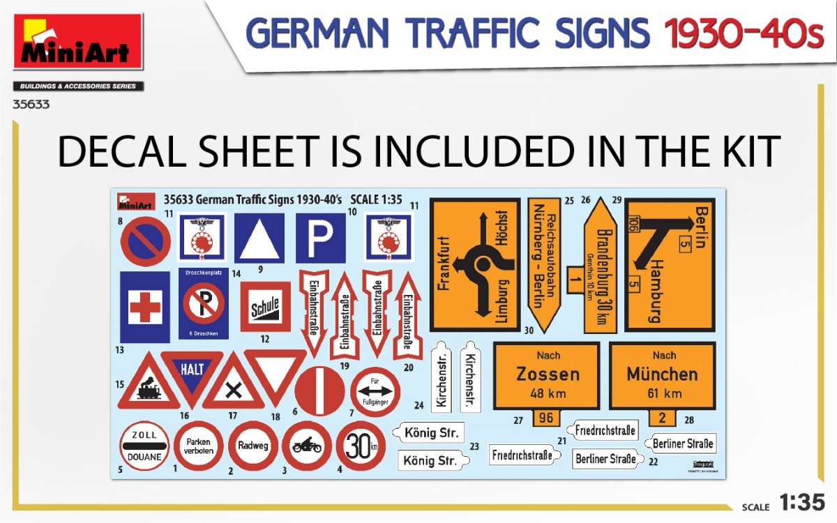 MiniArt 35633 GERMAN TRAFFIC SIGNS 1930-40s 1/35 – Bild 3