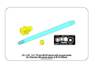 Aber 35L-137 U.S 76 mm M1A2 barrel with muzzle brake for Sherman M4 &amp;amp; M-18 Hellcat 1/35 – zdjęcie 14