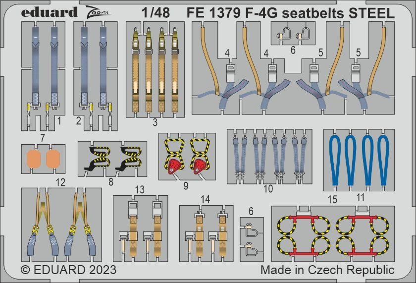 Ceintures de sécurité Eduard FE1379 F-4G en acier MENG 1/48