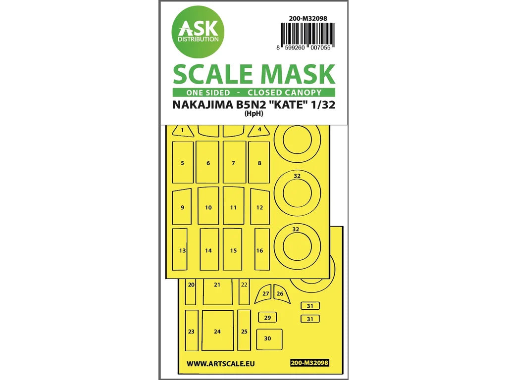 Art Scale Kit M32098 B5N2 Kate Closed Canopy - One-Sided Express Mask for Infinity 1/32
