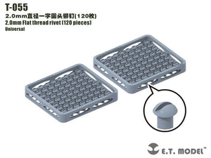 Rivet à filetage plat ET modèle T-055 2,0 mm (120 pièces) (rivets)