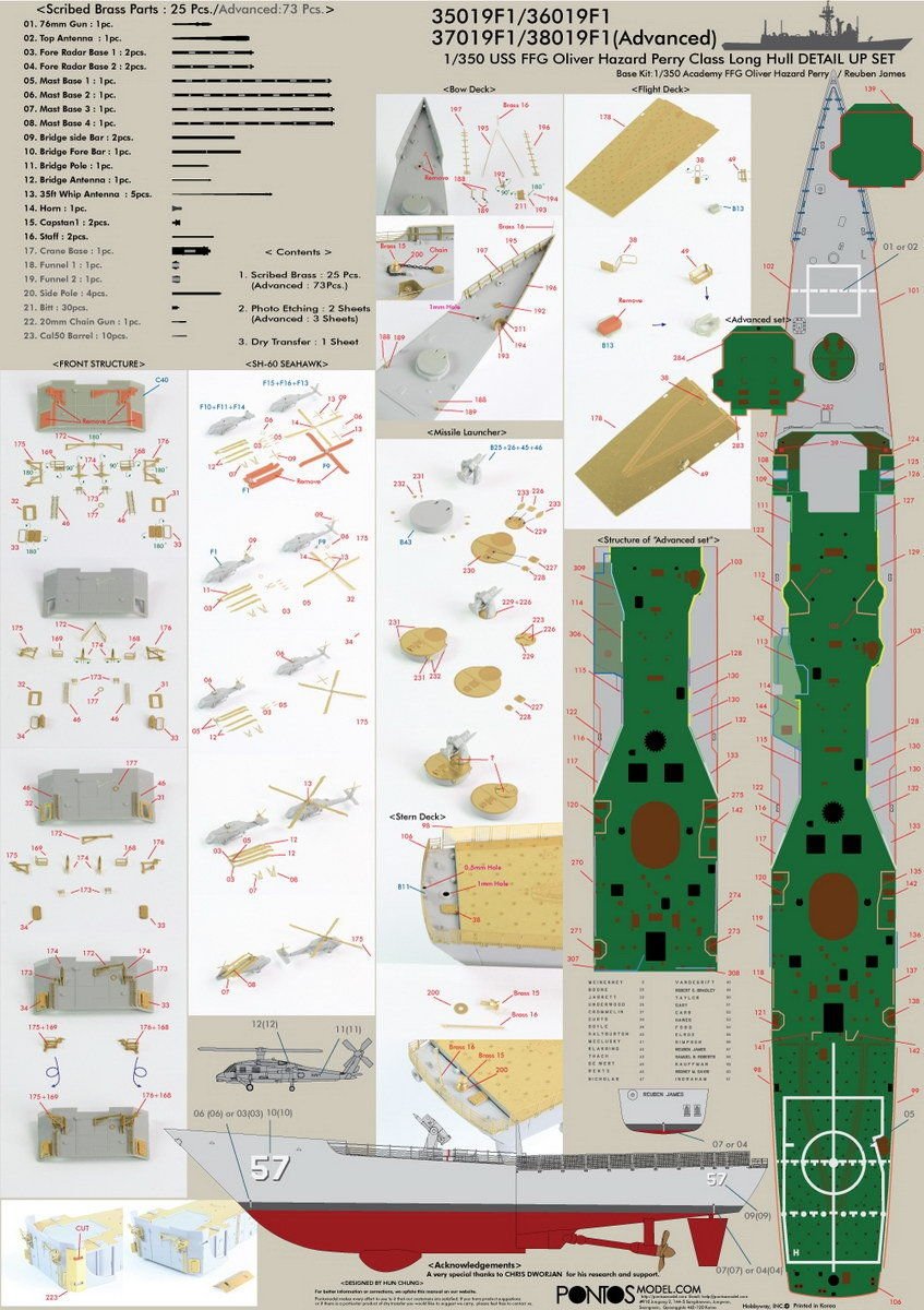 Pontos 38019F1 USS FFG Oliver Hazard Perr Class L.H. Detail Up Set &amp;quot;Advanced&amp;quot; with Kit 1/350 – immagine 12