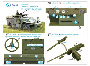 Quinta Studio QD35088 M3A1 Scout 3D-Printed &amp;amp; coloured Interior on decal paper (Zvezda) 1/35 – immagine 2