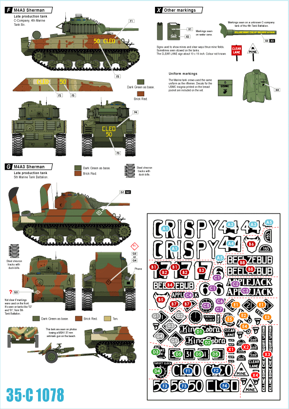 Star Decals 35-C1078 M4A3 Gun Tank and Flame Tank 1/35 – immagine 2