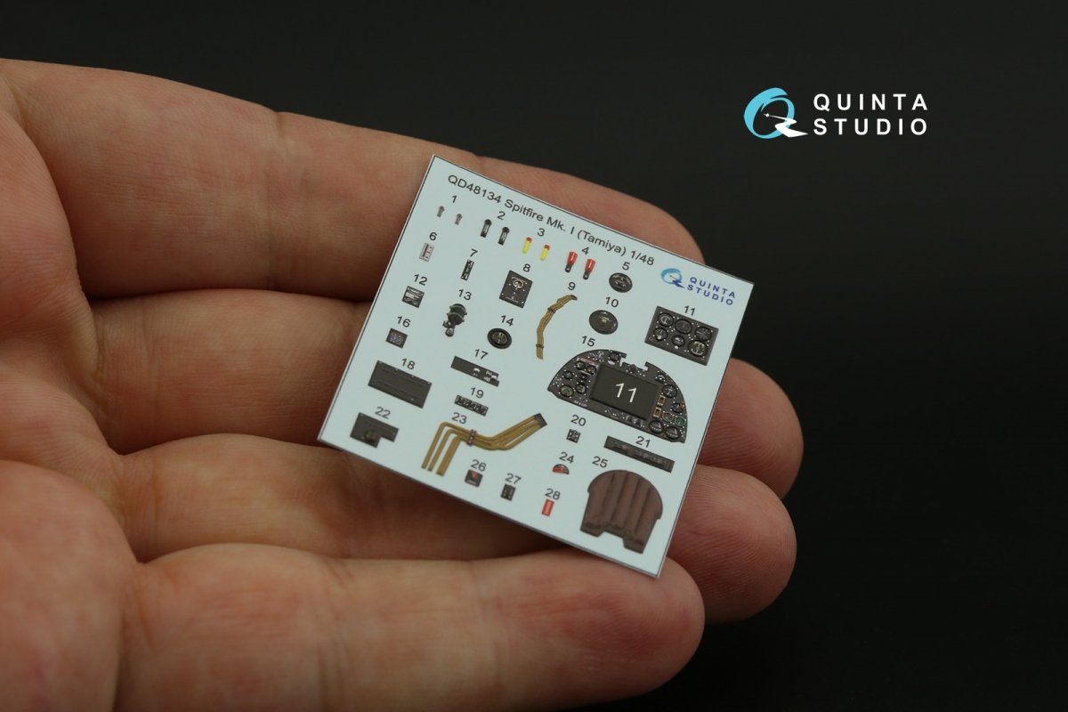 Quinta Studio QD48134 Spitfire Mk.I 3D-Printed &amp;amp; coloured Interior on decal paper (Tamiya) 1/48 – immagine 4
