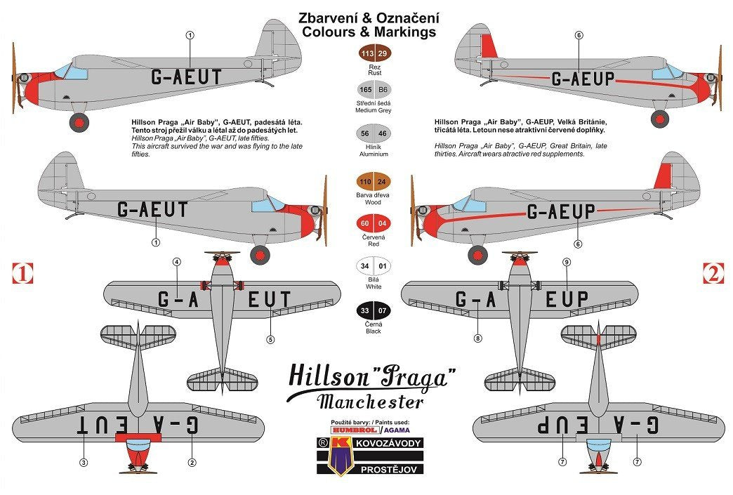 Kozavody Prostejov KPM0094 Hilson/Praga E-114B Air Baby 1/72 – imagen 2