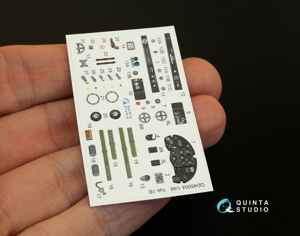 Quinta Studio QD48004 Yak-1B (late production) 3D-Printed &amp;amp; coloured Interior on decal pape (for all kits) 1/48 – zdjęcie 3