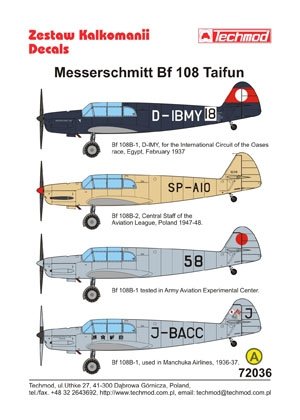 Techmod 72036 - Messerschmitt Bf 108 Taifun 1/72 – imagen 2