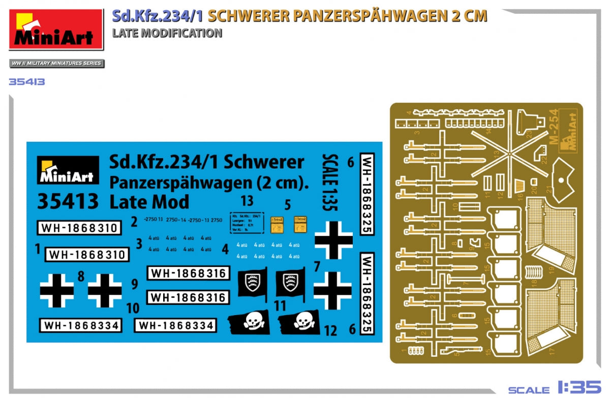 MiniArt 35413 Sd.Kfz.234/1 Schwerer Panzerspähwagen (2 cm). Late Mod 1/35 – immagine 2