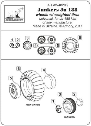 Armory Models AW48203 Junkers Ju 188 wheels w/ weighted tires 1/48 – immagine 6