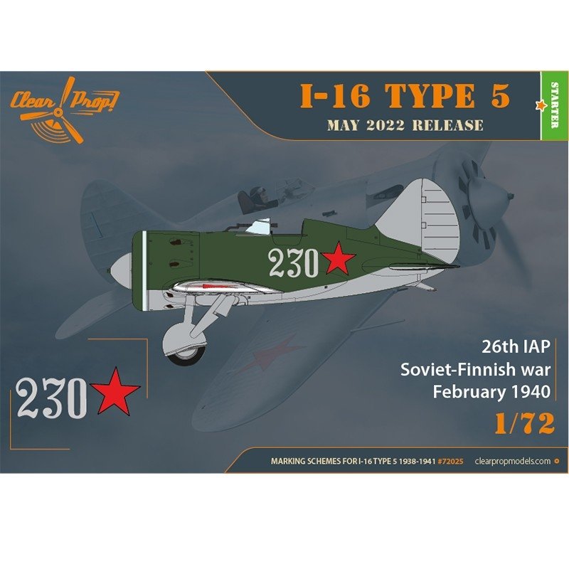 Clear Prop! CP72025 I-16 Type 5 (1938-1941) STARTER KIT 1/72 – immagine 8