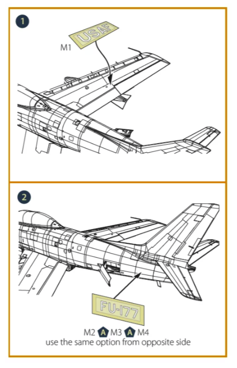 Clear Prop! CPA48068 F-86A pre-cut patterns for numbers and letteringpainting mask on &amp;quot;yellow kabuki paper&amp;quot; for CP4824 kit 1/48 – imagen 4