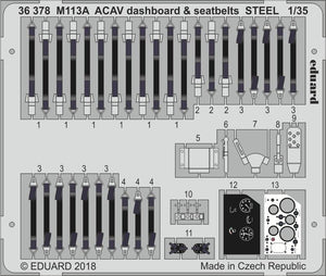 Eduard 36378 M113A ACAV dashboard &amp;amp; seatbelts STEEL AFV CLUB 1/35