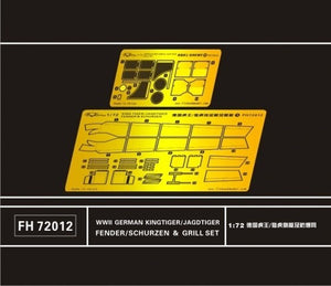 FlyHawk Model FH72012 German Kingtiger/Jagdtiger Fender/Schürzen &amp;amp; Grill Set 1/72