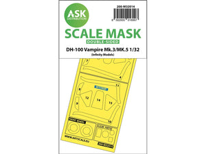 Art Scale Kit M32014 DH-100 Vampire Mk.3 / Mk.5 Double-Sided Express Masks for Infinity 1/32