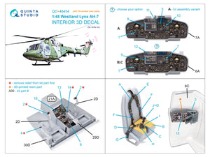 Quinta Studio QD+48454 Lynx AH-7 3D-Printed &amp;amp; coloured Interior on decal paper (Airfix) (with 3D-printed resin parts) 1/48 – immagine 2