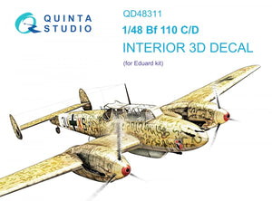 Quinta Studio QD48311 Bf 110C/D 3D-Printed &amp;amp; colored Interior on decal paper (Eduard) 1/48