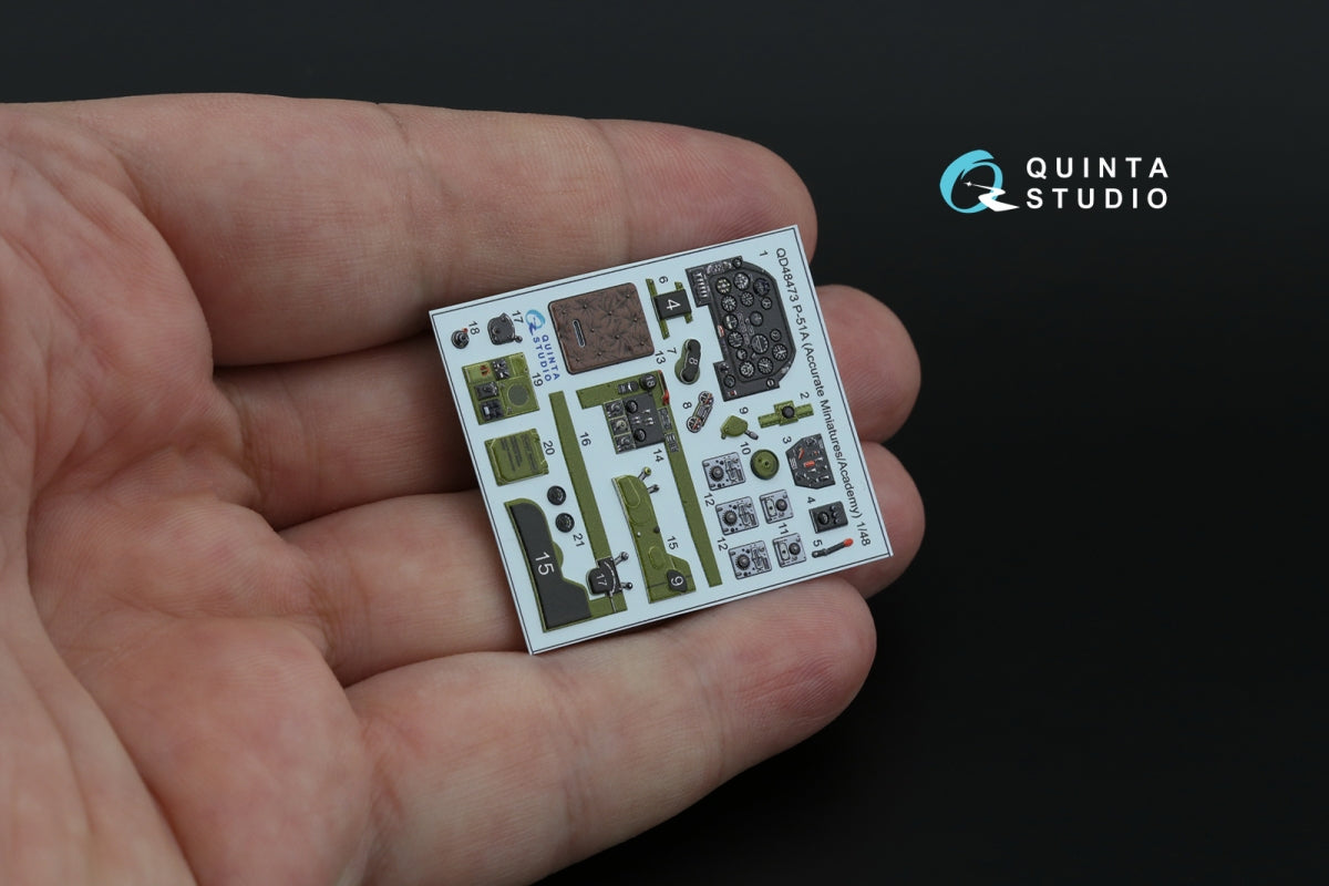Quinta Studio QD48473 P-51A 3D-Printed coloured Interior on decal paper (Accurate Miniatures/Academy) 1/48 – Bild 7