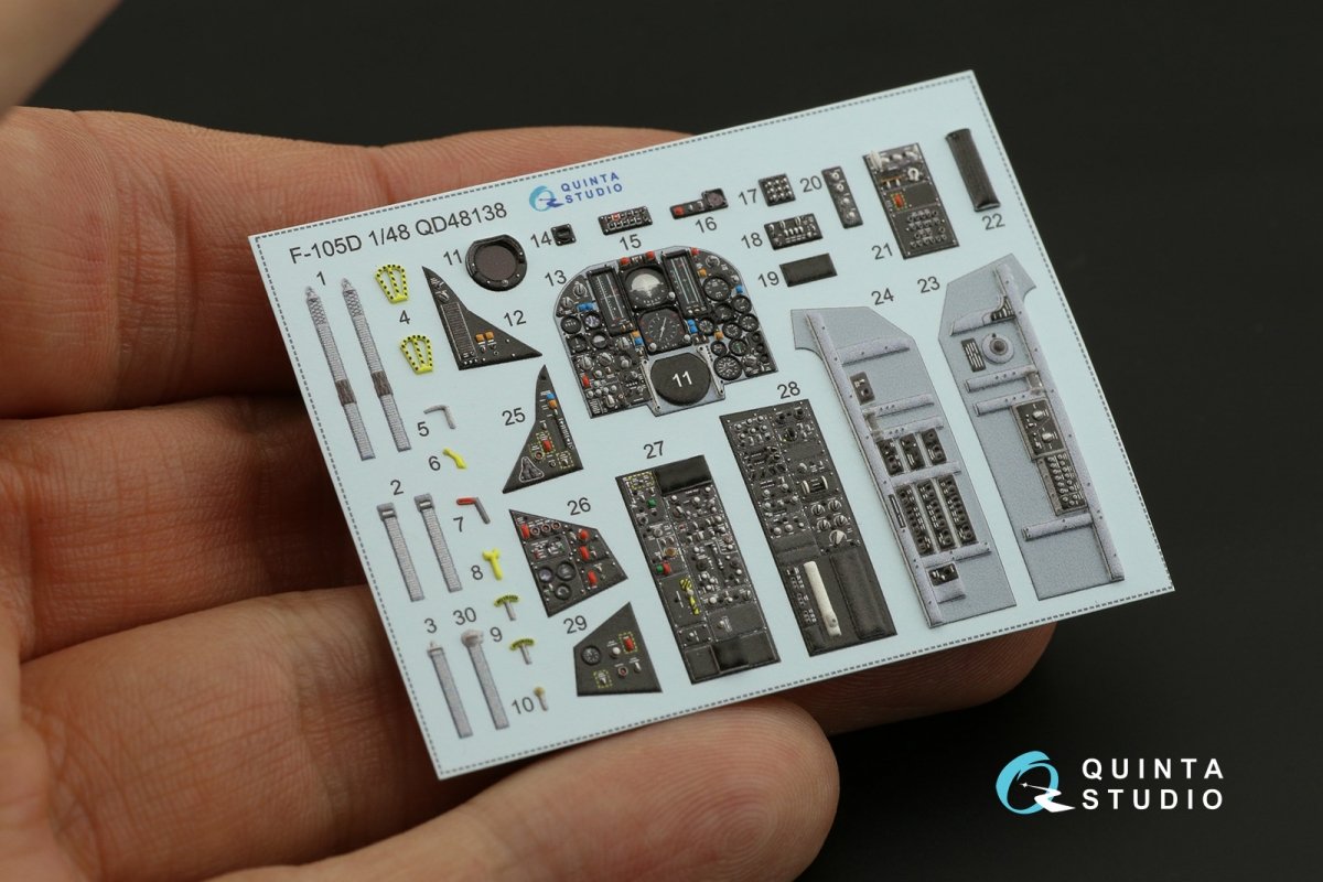 Quinta Studio QD48138 F-105D 3D-Printed &amp;amp; coloured Interior on decal paper (for HobbyBoss kit) 1/48 – immagine 2