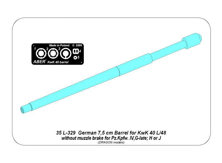 Canon Aber 35L-329 Germ. 75 mm KwK 40 L/48 pour Pz IVG tardif, H, J sans frein de bouche 1/35 – image 4