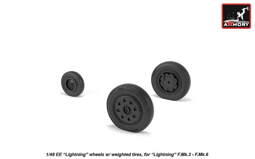 Armory Models AW48408 EE Lightning wheels w/ weighted tires, late 1/48 – immagine 4