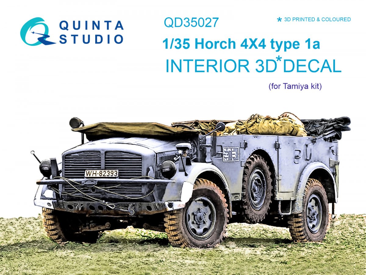 Quinta Studio QD35027 Horch 4X4 type 1a 3D-Printed &amp;amp; coloured Interior on decal paper (for Tamiya kit) 1/35