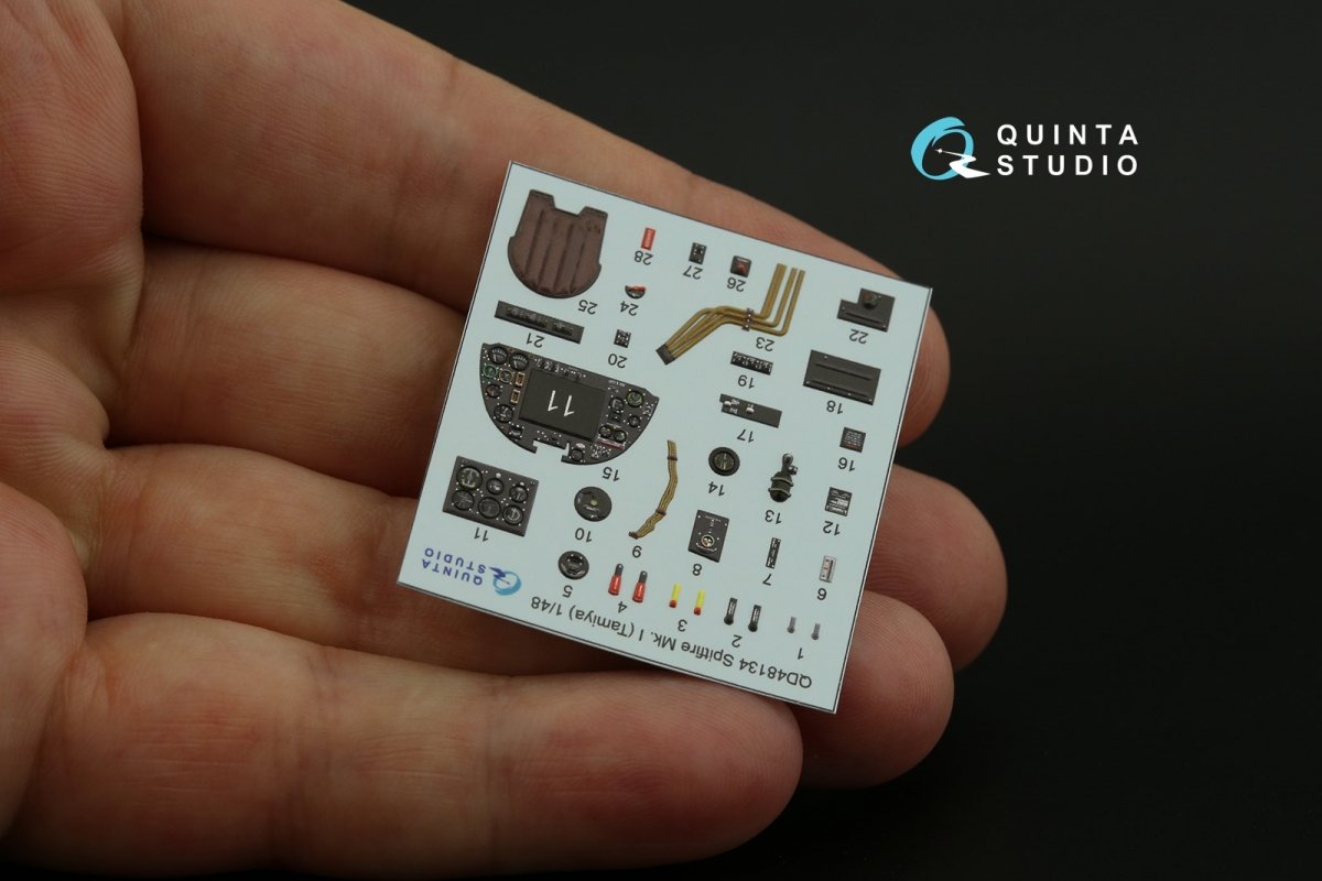 Quinta Studio QD48134 Spitfire Mk.I 3D-Printed &amp;amp; coloured Interior on decal paper (Tamiya) 1/48 – immagine 6