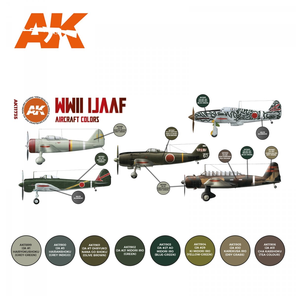 AK Interactive AK11735 WWII IJAAF AIRCRAFT COLORS 8x17 ml – Bild 2