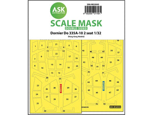 Art Scale Kit M32043 Dornier Do 335A-10 Two Seater Double-Sided Mask for HK Models 1/32