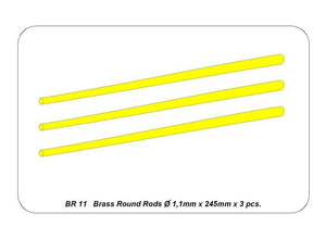 Aber BR11 Pręty mosiężne fi 1,1mm długość 245mm x 3 szt. / Brass round rods fi 1,1mm length 245mm x 3 pcs. – immagine 4