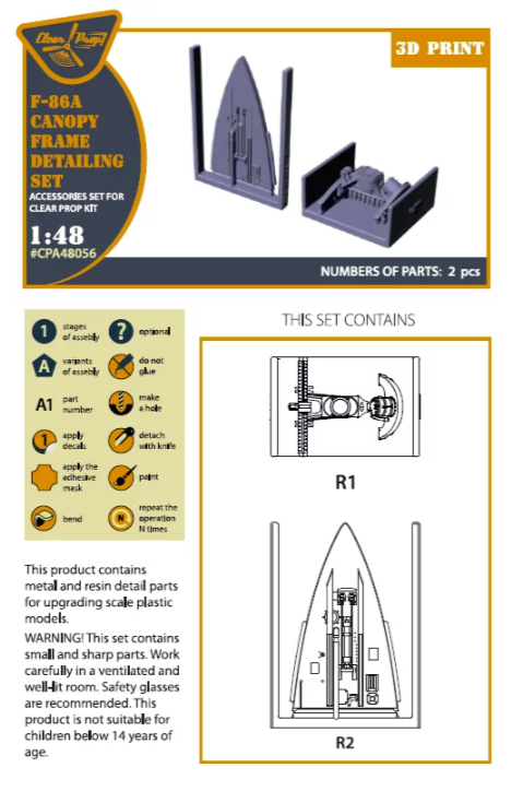 Clear Prop! CPA48056 Kit de détails pour la structure de la verrière du F-86A (kits CP au 1/48) – image 2