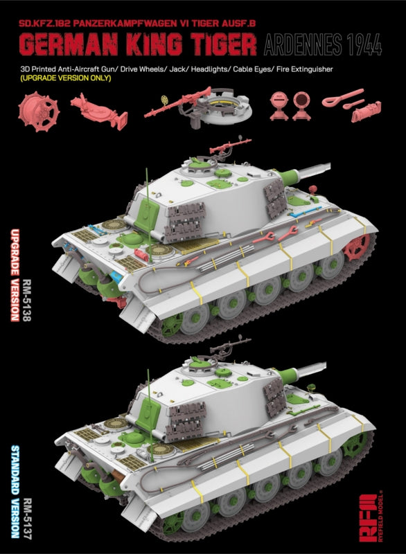 Rye Field Model 5138 German King Tiger Pz.Kpfw. VI Ausf. B Ardennes 1944 Upgrade Version 1/35 – zdjęcie 5