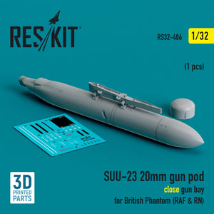 RESKIT RS32-0486 SUU-23 Nacelle de canon de 20 mm (baie de canon fermée) pour Phantom britannique (RAF et RN) (1 pièce) (Impression 3D) 1/32 – image 2