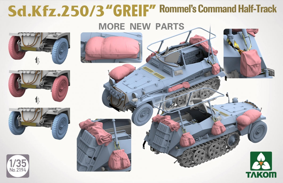Takom 2194 Sd.Kfz 250/3 Greif Rommel Command Half-Track 1/35 – immagine 7