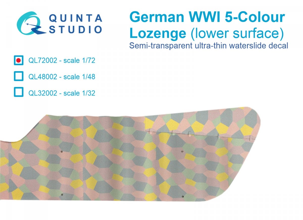 Quinta Studio QL72002 German WWI 5-Color Lozenge (lower surface) 1/72