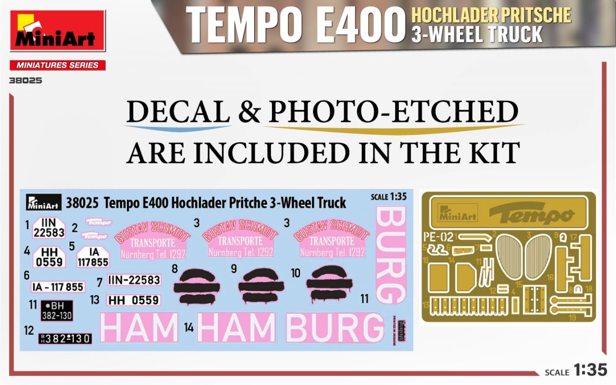 MiniArt 38025 TEMPO E400 HOCHLADER PRITSCHE CAMION 3 ROUES 1/35 – image 9