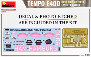 MiniArt 38025 TEMPO E400 HOCHLADER PRITSCHE CAMION 3 ROUES 1/35 – image 9