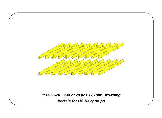 Aber 350L-26 Set of 20 pcs 12,7 mm (0.5in) Browning barrels for US Navy ships 1/350 – imagen 4
