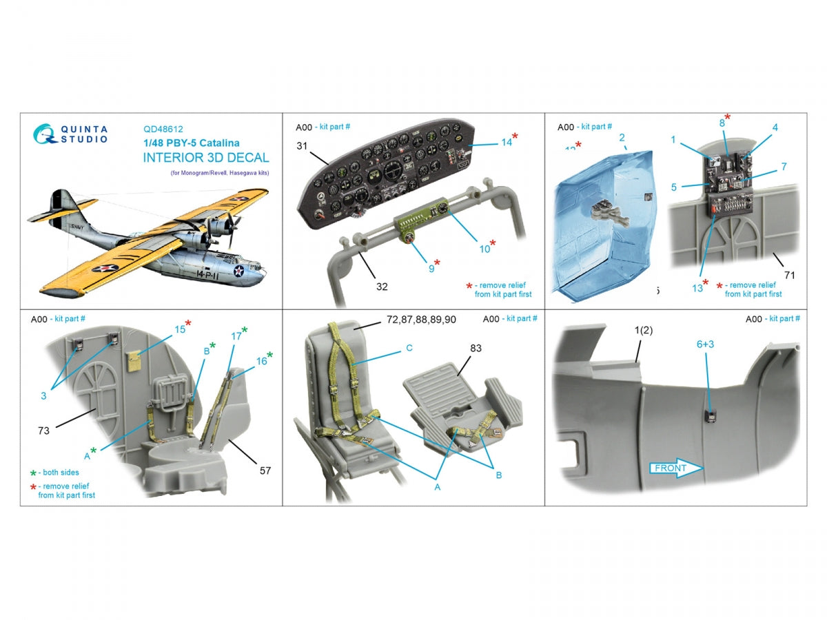 Intérieur imprimé en 3D et coloré sur papier décalcomanie Quinta Studio QD48612 PBY-5 Catalina (Revell/Monogram) 1/48 – image 2