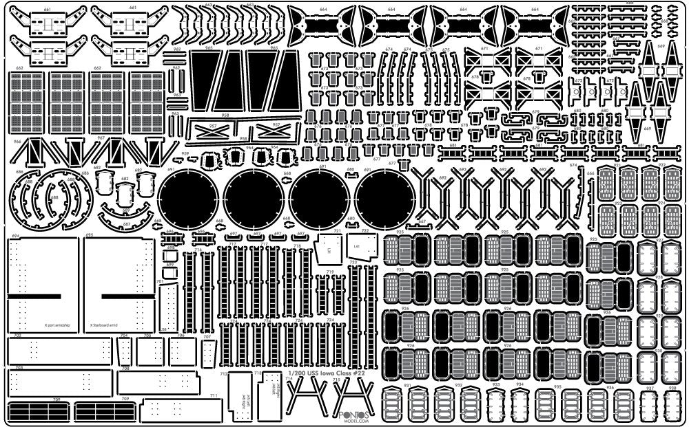 Pontos 23005F1 USS BB-61 Iowa 1944 Detail Up Set (20B Deck Blue stained wooden deck) 1/200 – immagine 20