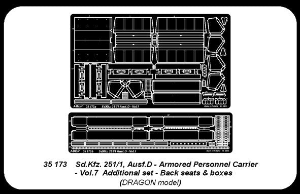 Aber 35173 Sd.Kfz. 251/1 Ausf.D. cz.7 tylne siedzenia i zasobniki (DRA) 1/35 – zdjęcie 2