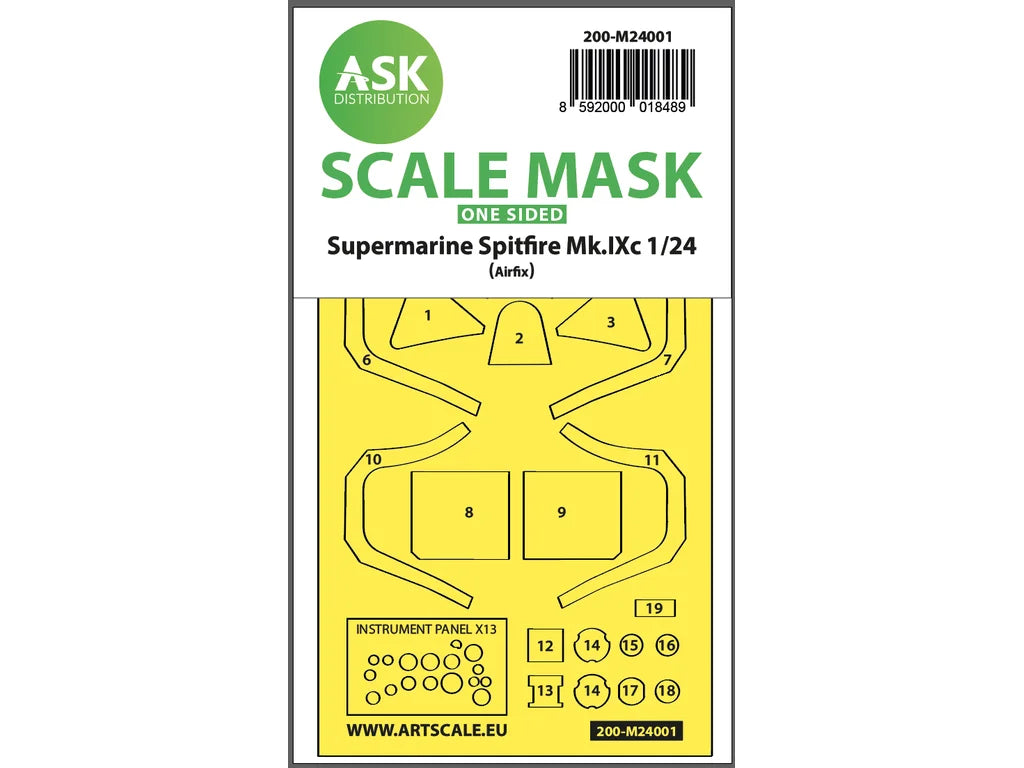 Art Scale Kit M24001 Spitfire Mk.IX One-Sided Express Self-Adhesive Masks for Airfix 1/24