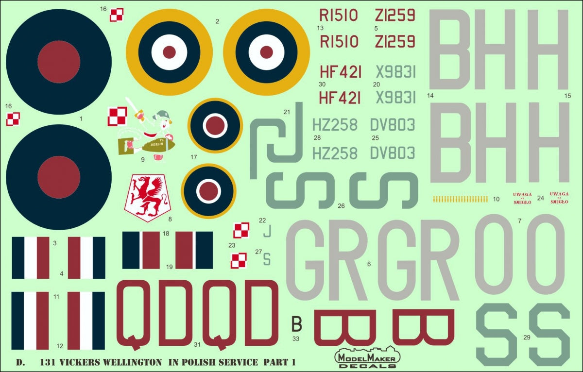 ModelMaker Decals D48131 Vickers Wellington in Polish service part I 1/48 – zdjęcie 2
